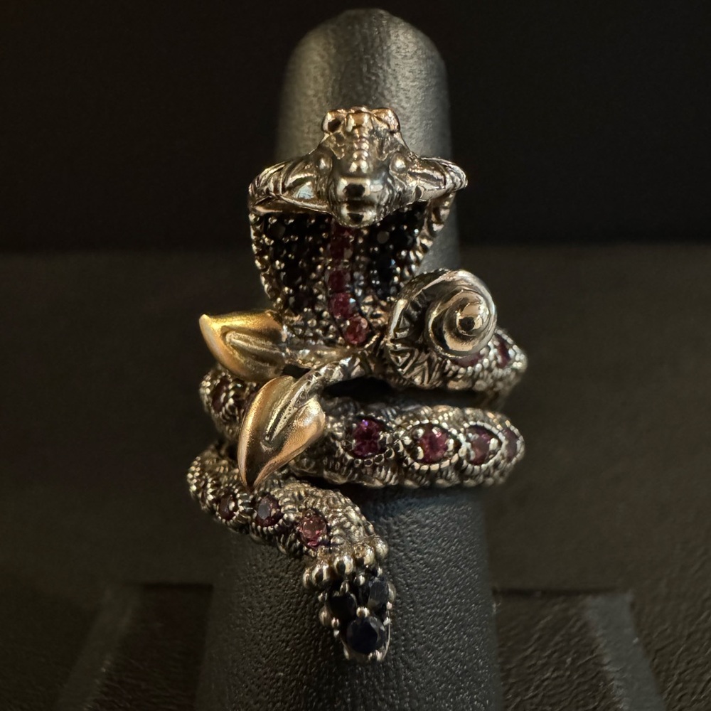 Barbara Bixby Sterling & 18k Multi-Gemstone Cobra Ring